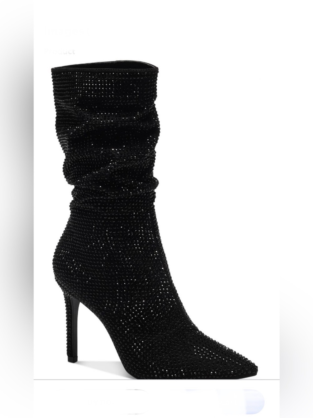 Thalia Sodi Womens Raquell Pointed Toe Black Rhinestones Mid-Calf Boots Size 8.5